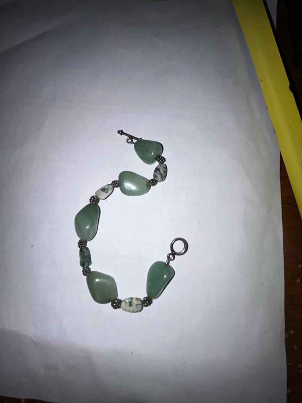 Vintage Jade Sterling Silver Bracelet 8”